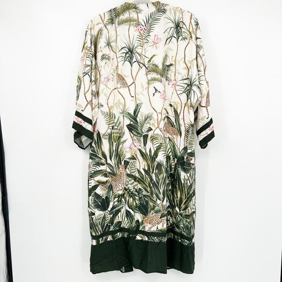 H&M Womens Tropical Jungle Printed Open Front Knee Length Kimono Size XS/S‎ - Picture 8 of 8